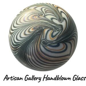 Gift Quality VTG Handblown Studio Glass Sphere Paperweight Decor Collectible